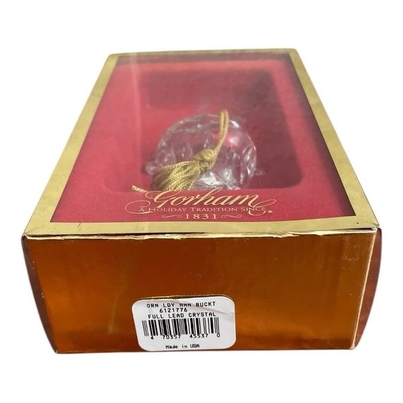 NIB Vintage Gorham Crystal Ice Bucket with Champagne Bottle Christmas Ornament - Picture 4 of 5